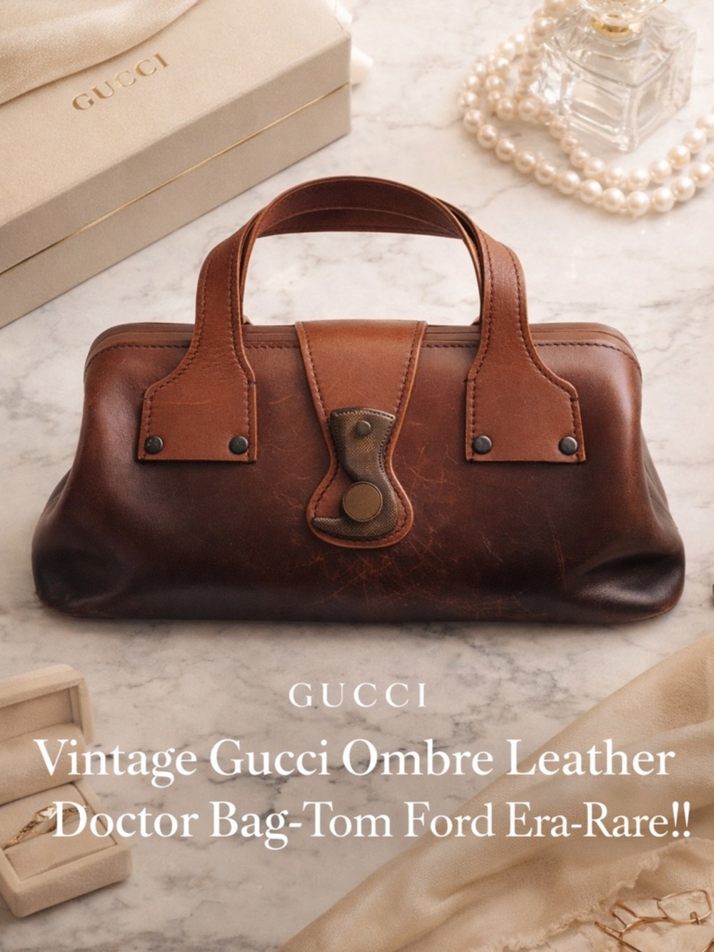 Vintage Gucci Ombre Leather Doctor Bag-Tom Ford Era-Rare!! COA Included👜✨